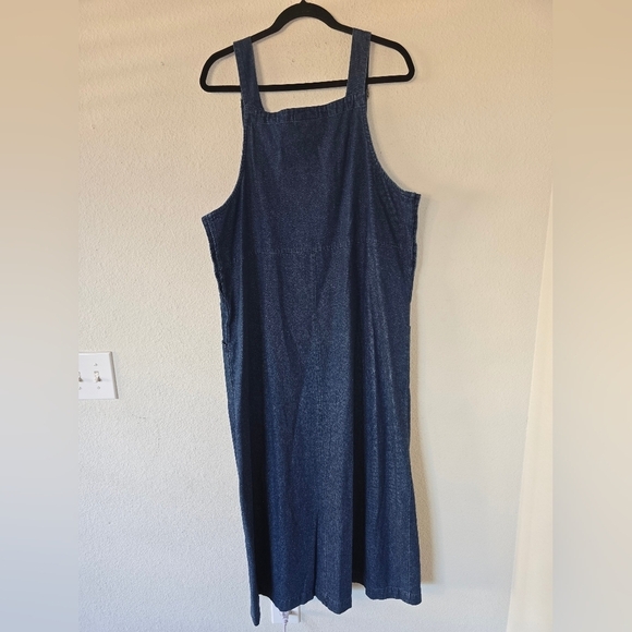 Westbound Denim Overall Dress Women Sz L Blue 6Button Pockets Chambray - Picture 10 of 11
